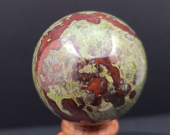 Dragon Bloodstone Spheres – Polished Crystal with Green & Crimson Red