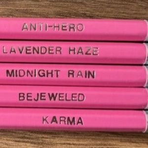 Taylor Swift Pencils Customised Pencils Featuring Midnights Song Titles  Pink 