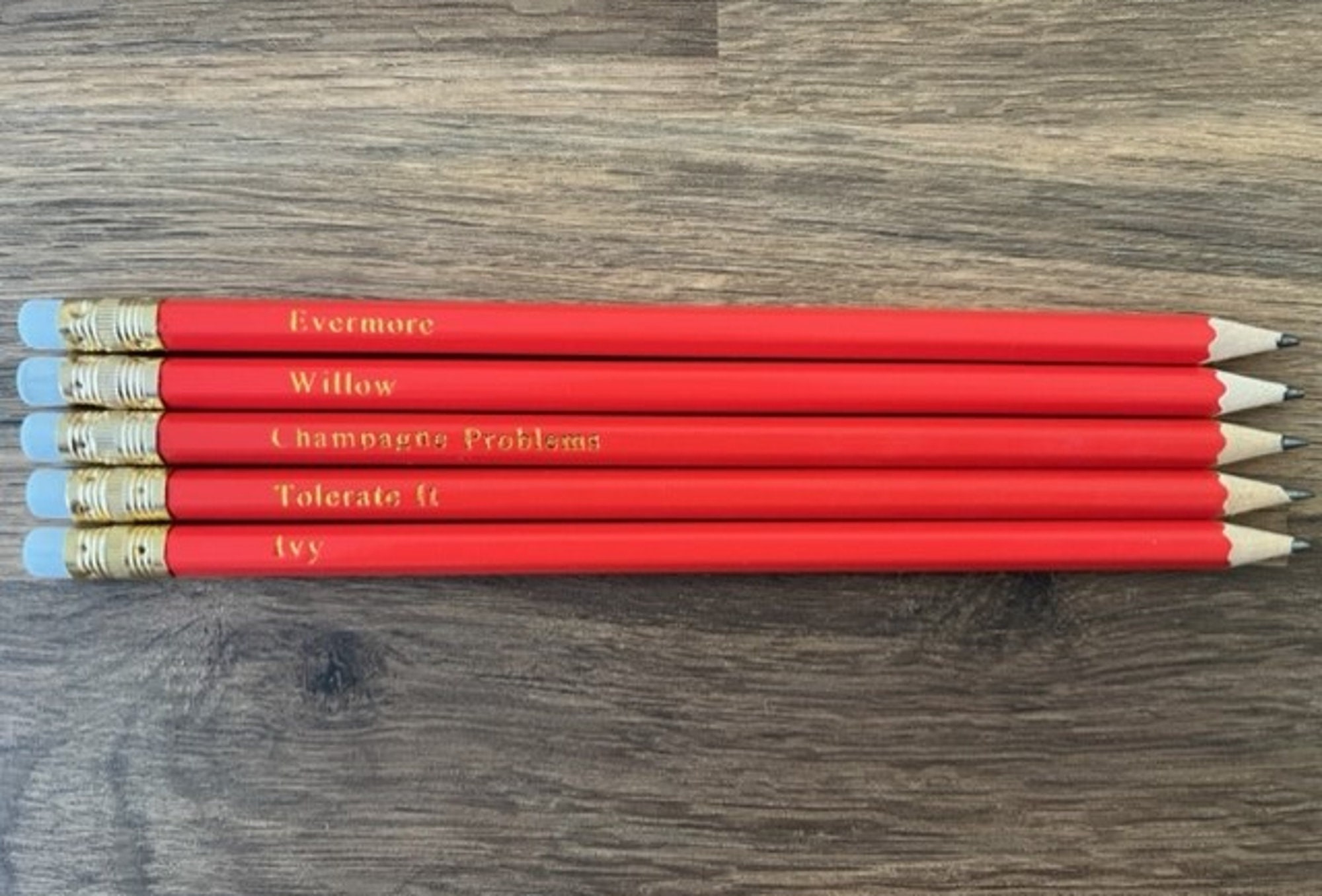 Taylor Swift Pencils Customised Premium Natural Wood Pencils Featuring  Folklore Song Titles 
