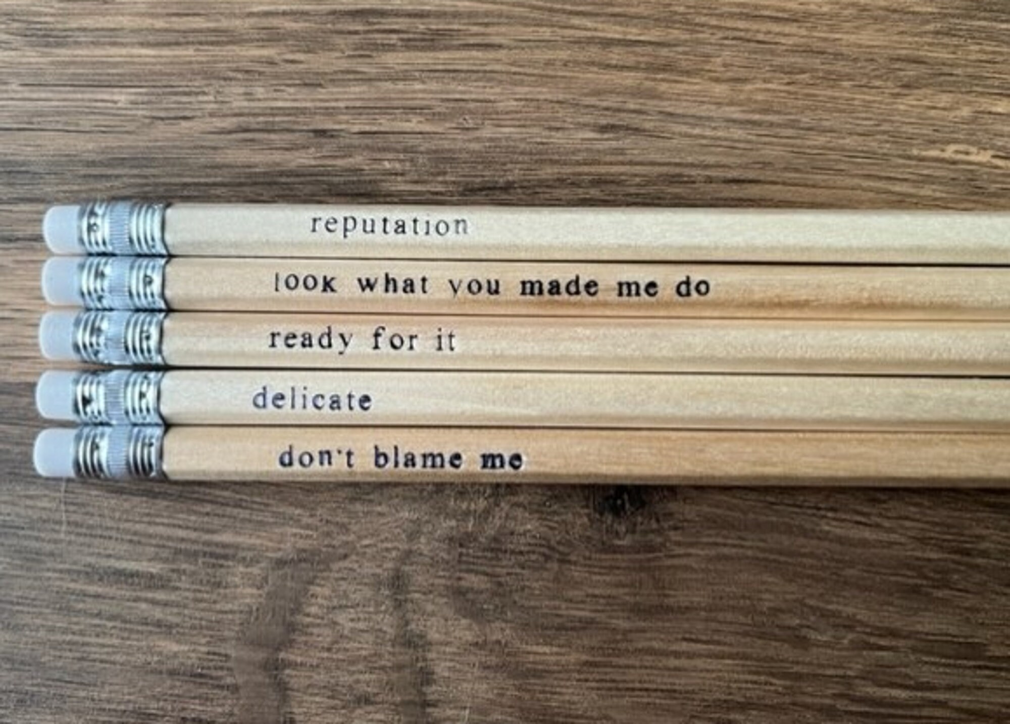 Taylor Swift Pencils Customised Pencils Featuring Reputation Song Titles 