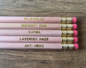 Taylor Swift Pencils - Customised Premium Natural Wood Pencils Featuring Midnights Song Titles