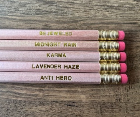 Taylor Swift Pencils - Customised Premium Natural Wood Pencils Featuring  Midnights Song Titles
