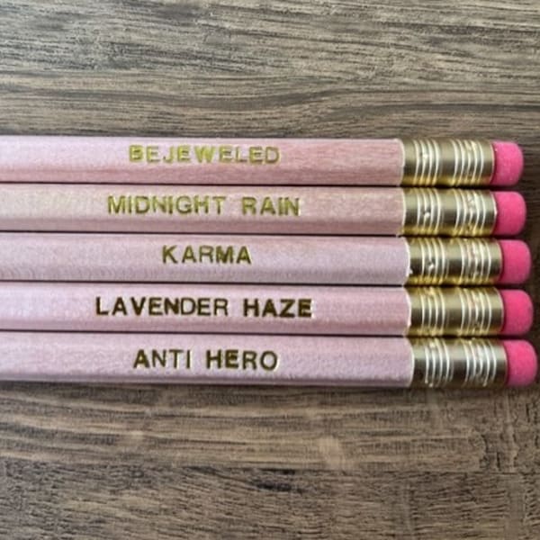 Taylor Swift Pencils - Customised Premium Natural Wood Pencils Featuring Midnights Song Titles