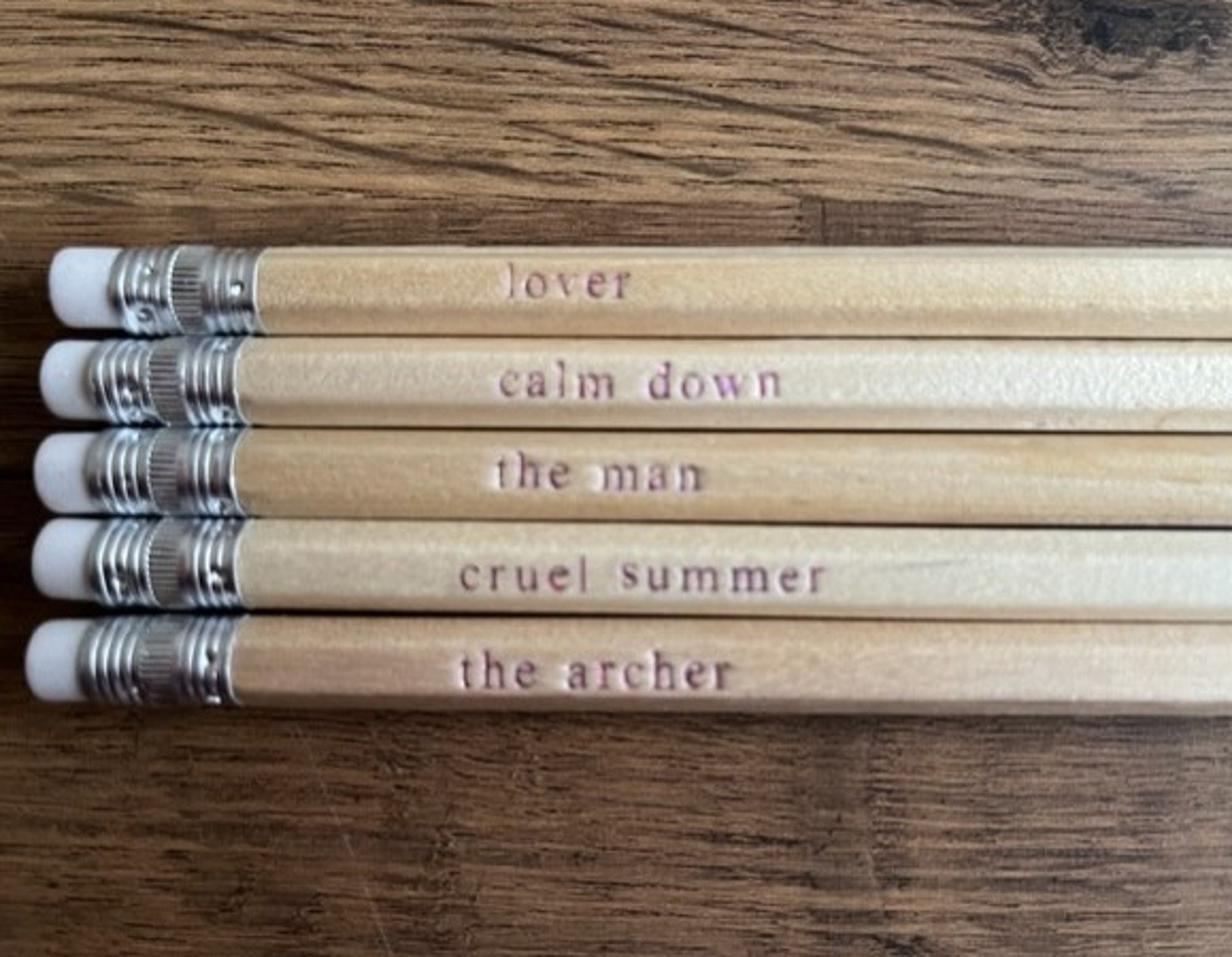 Taylor Swift Pencils Customised Pencils Featuring Lover Song Titles 