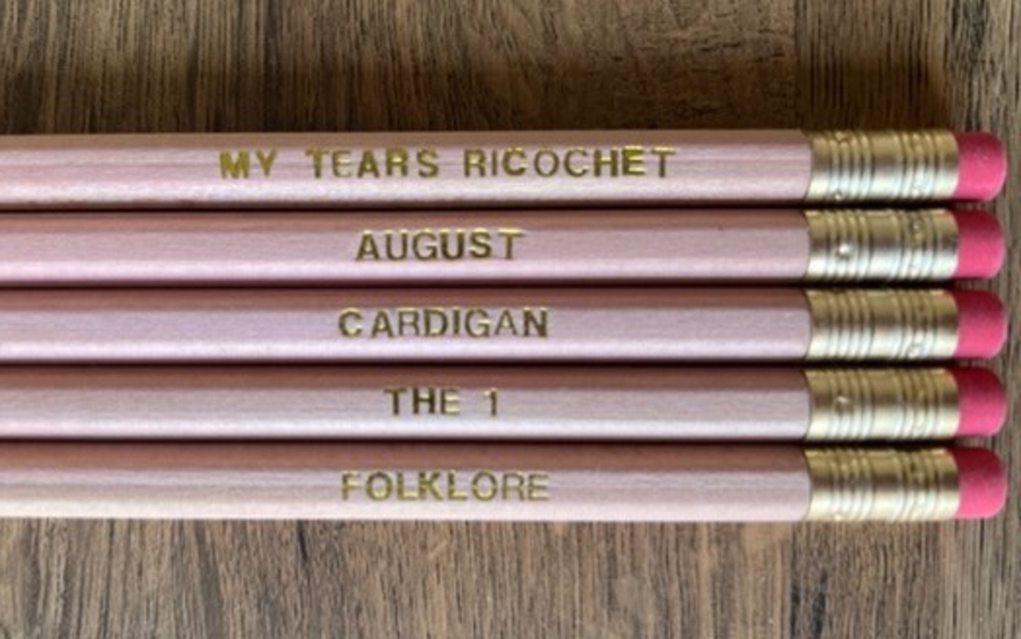 Taylor Swift Pencils Customised Premium Natural Wood Pencils Featuring  Folklore Song Titles 