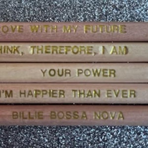 Billie Eilish Pencils - Customised Premium Natural Wood Pencils Featuring Happier Than Ever Album Lyrics