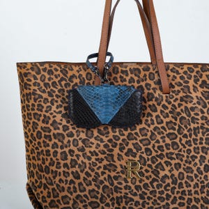 Python Leather Eyeglasses Case, Handmade Snap Closure with Wrist Strap