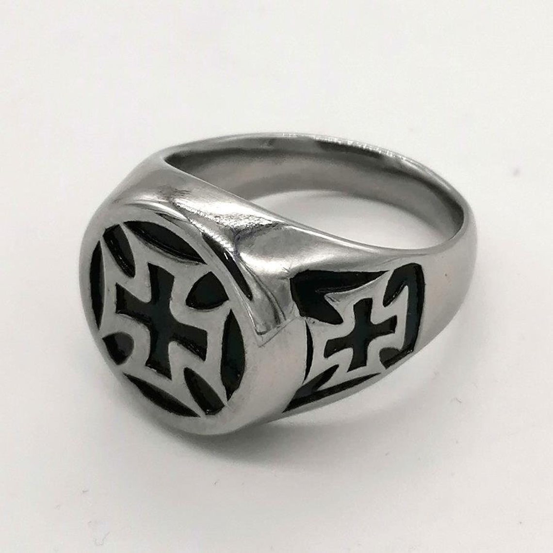 Stainless steel ring/iron cross Etsy