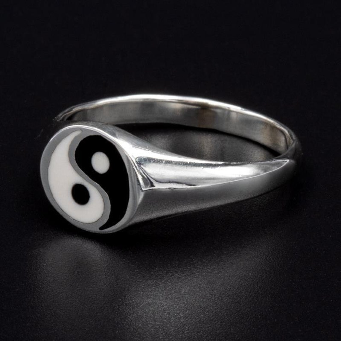 925 Sterling Silver Ring Yin and Yang Etsy