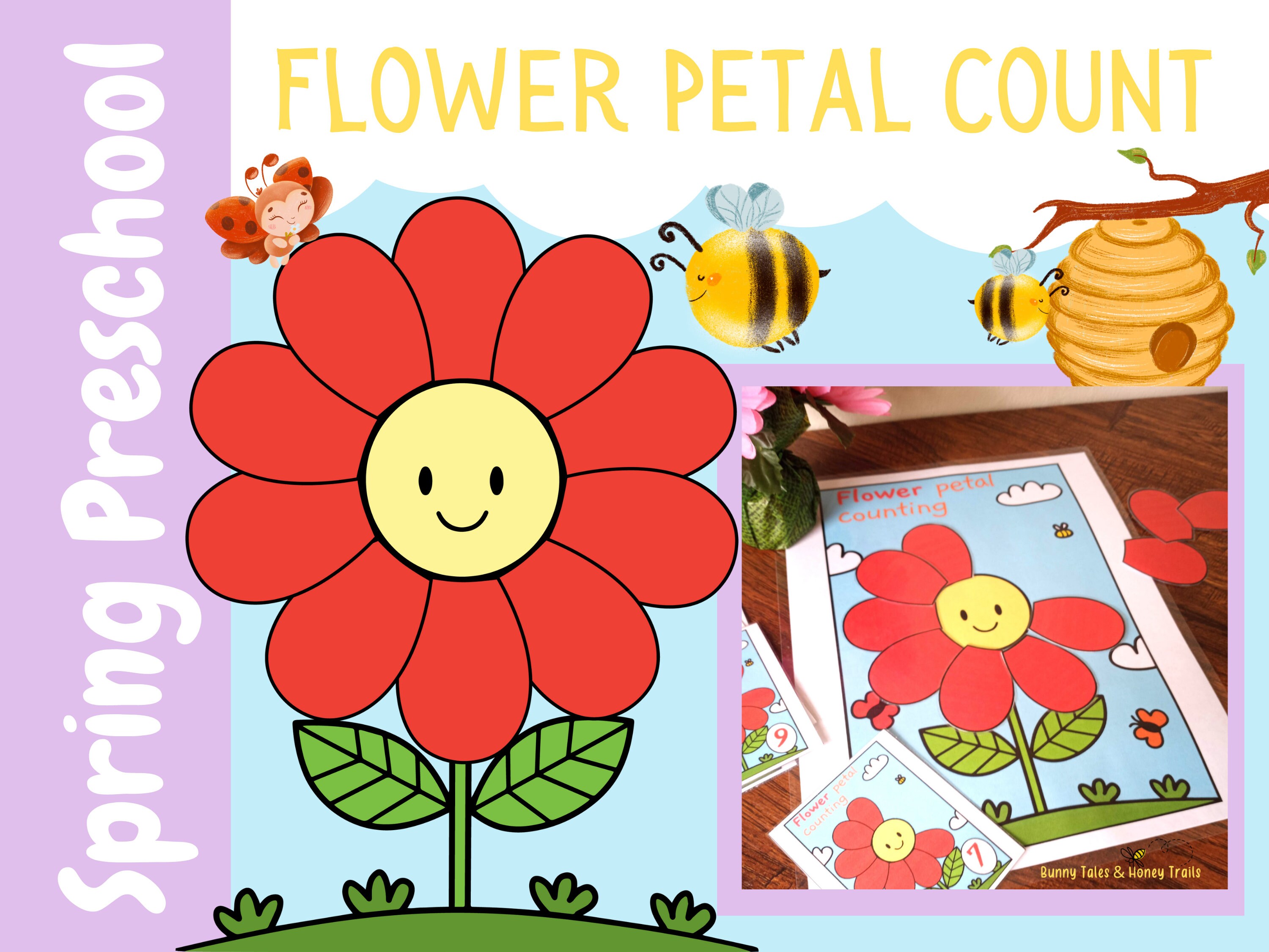 Flower Petal Counting Preschool Math Worksheets Math | Etsy