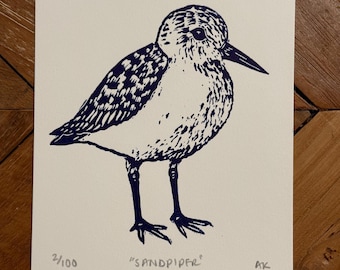 Sandpiper Linocut Print