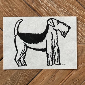 Airedale Terrier Linocut Art Print image 2