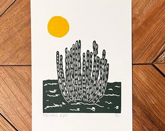 Organ Pipe Cactus National Monument Linocut Print