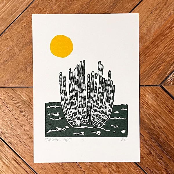 Organ Pipe Cactus National Monument Linocut Print