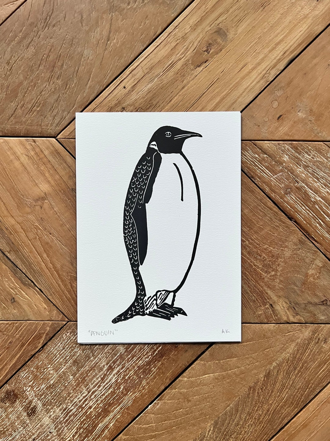 Emperor Penguin Linocut Print - Etsy