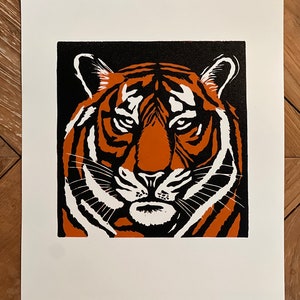Bengal Tiger Linocut Art Print