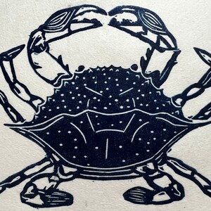 Blue Crab Linocut Print image 4