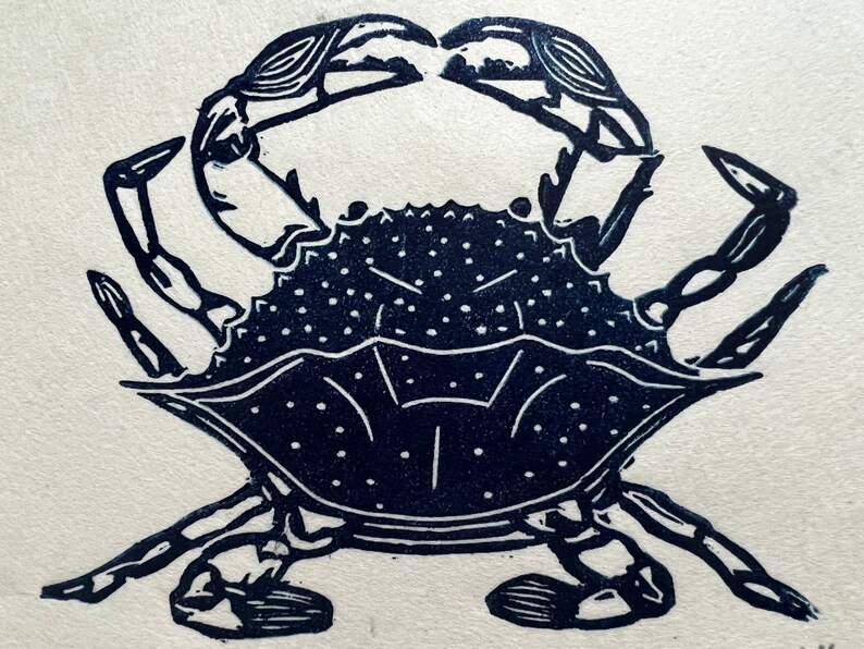 Blue Crab Linocut Print image 4