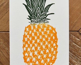 Pineapple Linocut Print