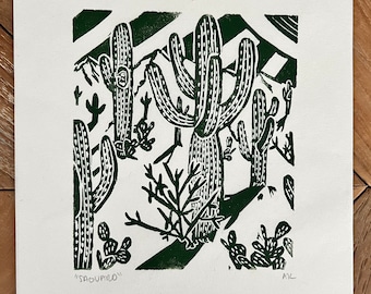 Saguaro National Park Linocut Print