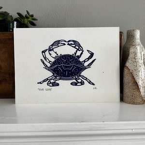 Blue Crab Linocut Print image 3