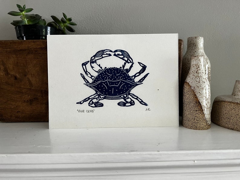 Blue Crab Linocut Print image 3