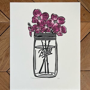 Impression linogravure cornouiller