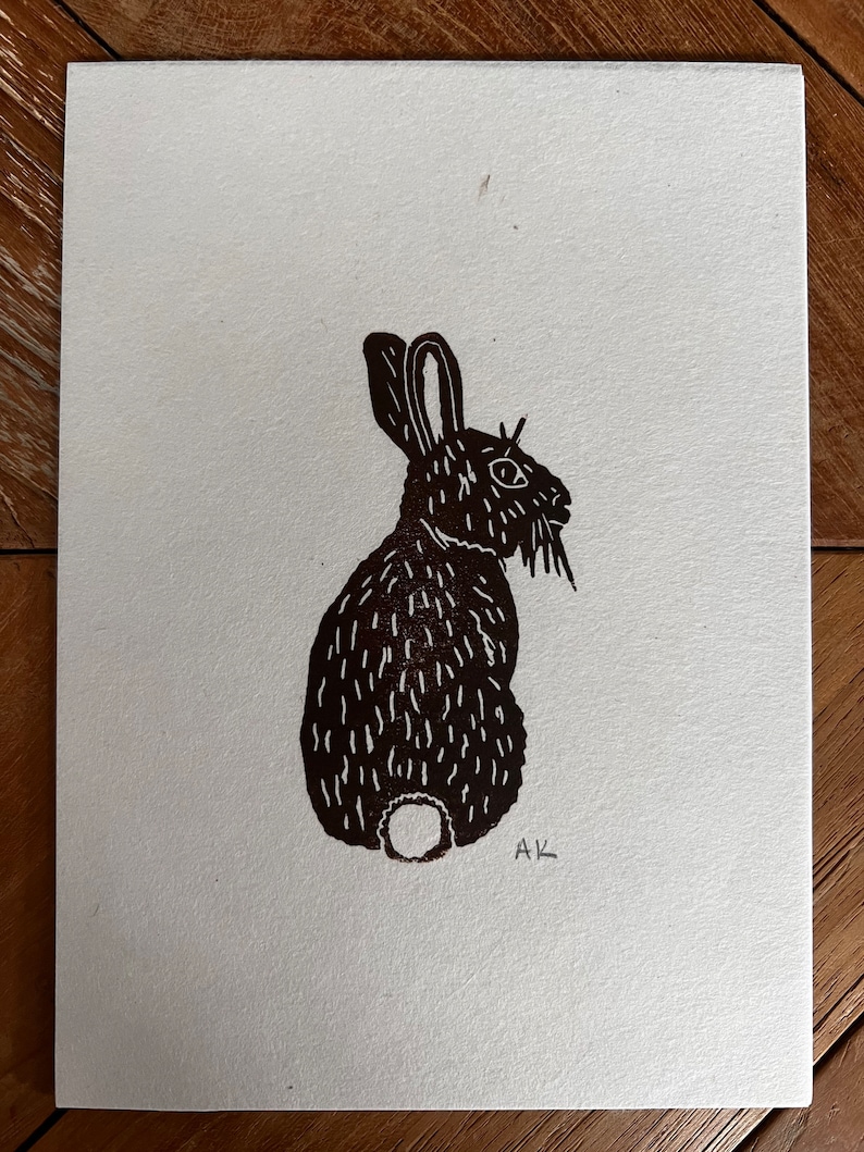 Lynocut Rabbit Cottontail Rabbit Linocut Art Print - Etsy