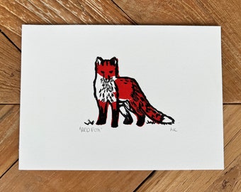 Red Fox Linocut Print