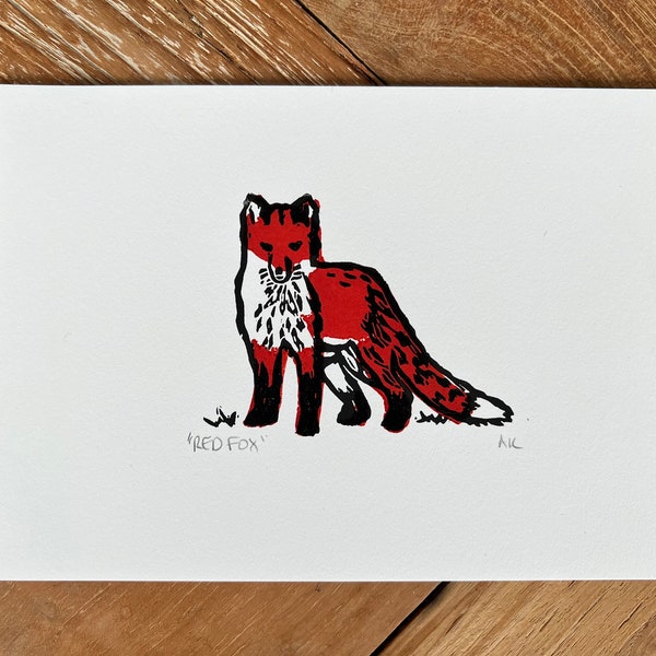 Red Fox Linocut Print