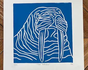 Walrus Linocut Art Print
