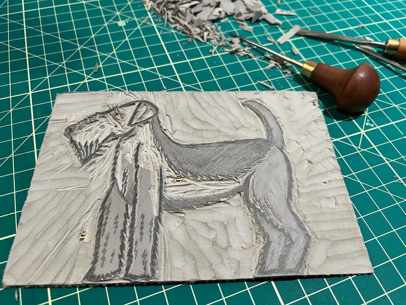 Airedale Terrier Linocut Art Print image 4