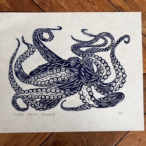 Giant Pacific Octopus Linocut Print image 2