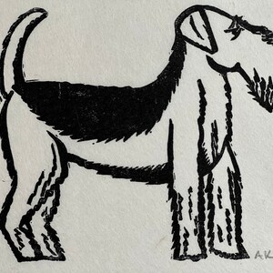 Airedale Terrier Linocut Art Print image 3