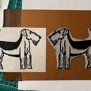 Airedale Terrier Linocut Art Print image 5