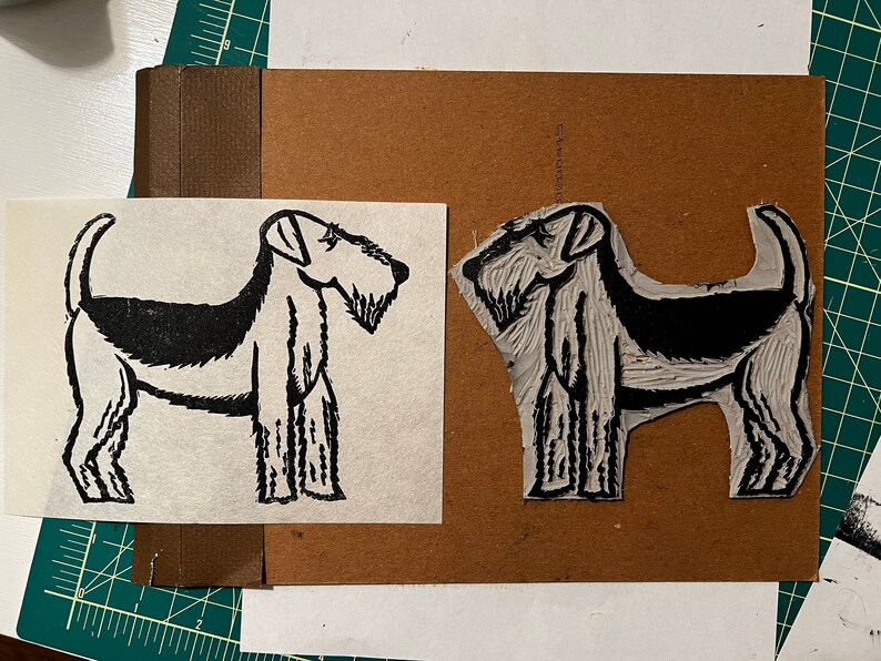 Airedale Terrier Linocut Art Print image 5