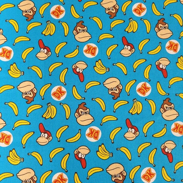 Donkey Kong Packed 100% Cotton Fabric yard, 1/2 yard, or fat quarter Diddy Kong DK Banana Nintendo Gaming