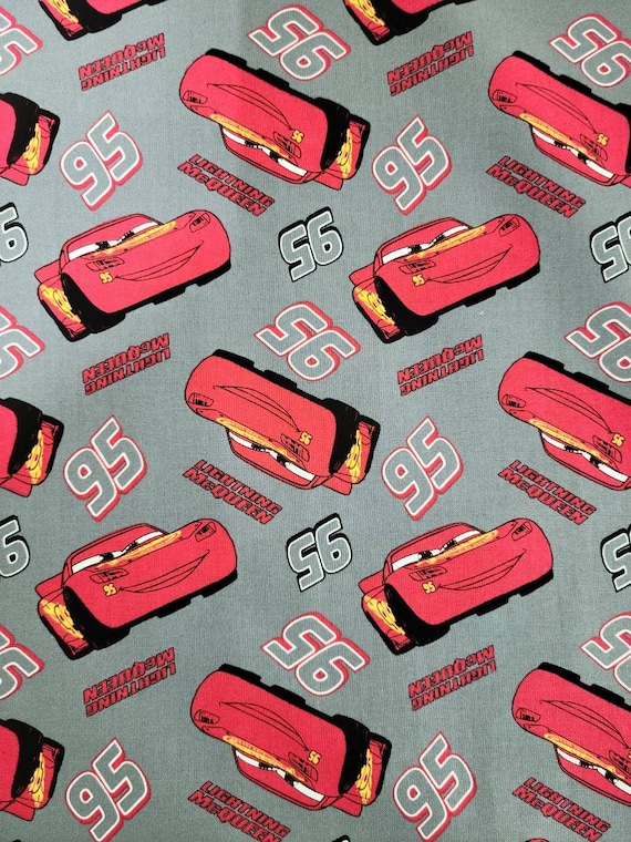 Disney Cars Lightning Mcqueen 100 Cotton Fabric Yard 1/2 Etsy