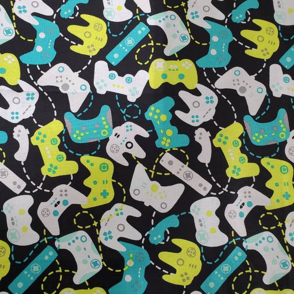 Game On 100% Cotton Fabric yard or 1/2 yard Game Controllers