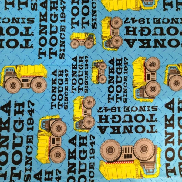 Tonka Trucks 100% Cotton Fabric yard or 1/2 yard Construction Bulldozer