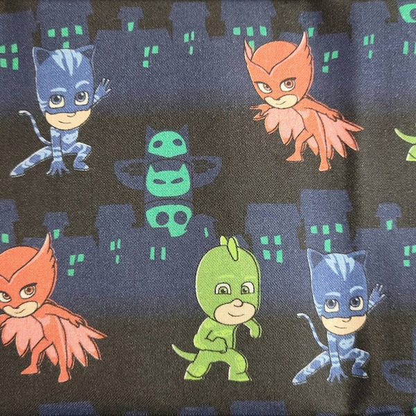 PJ Masks 100% Cotton Fabric yard, 1/2 yard, or fat quarter