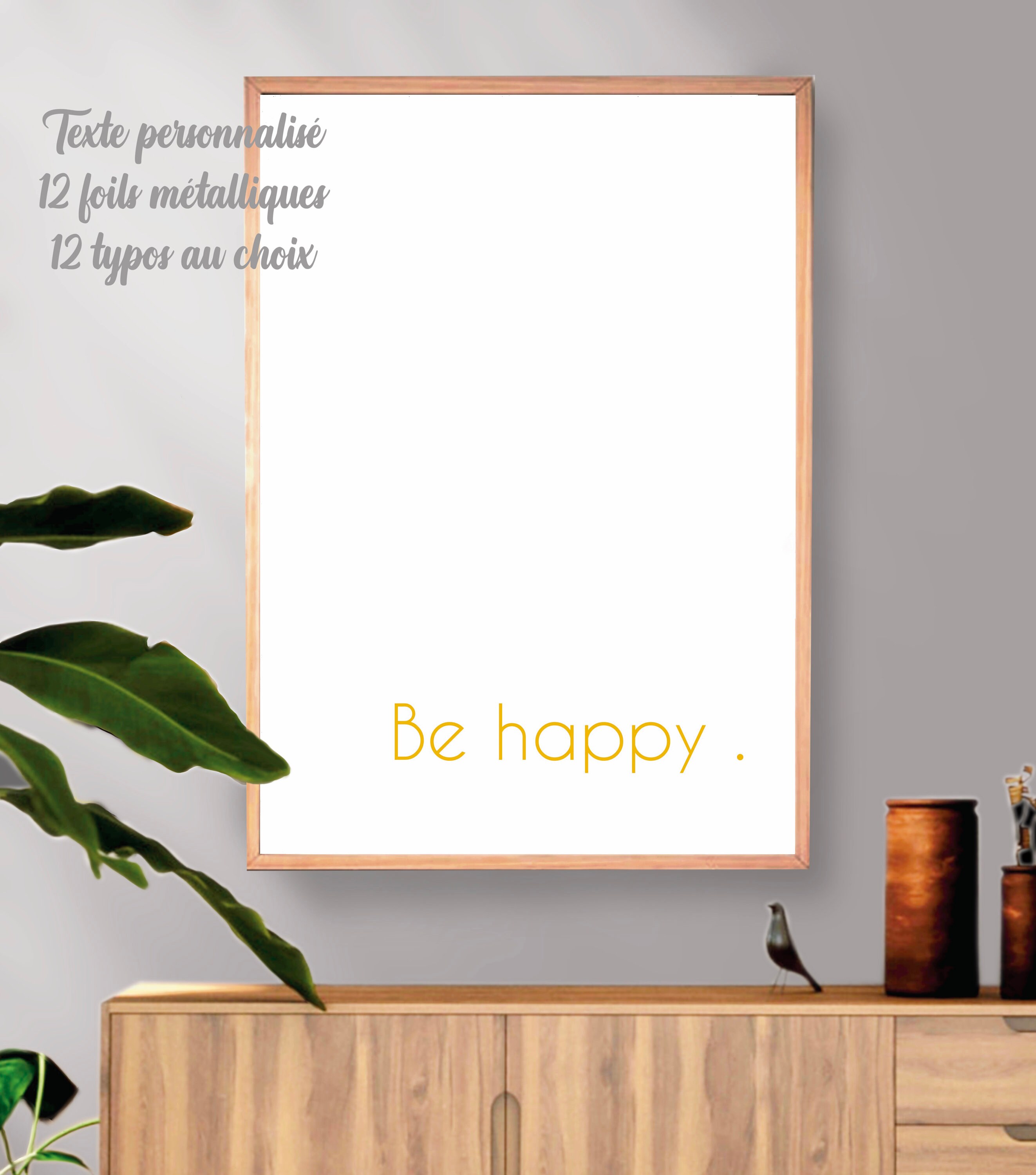 Affiche Personnalisé Texte Foil Métalique Doré Argent Or Rose Holographique Fond Noir ou Blanc