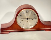 W. Haid Westminster Chime Mantel Clock 340-020 Walnut Art Deco Style Made in West Germany
