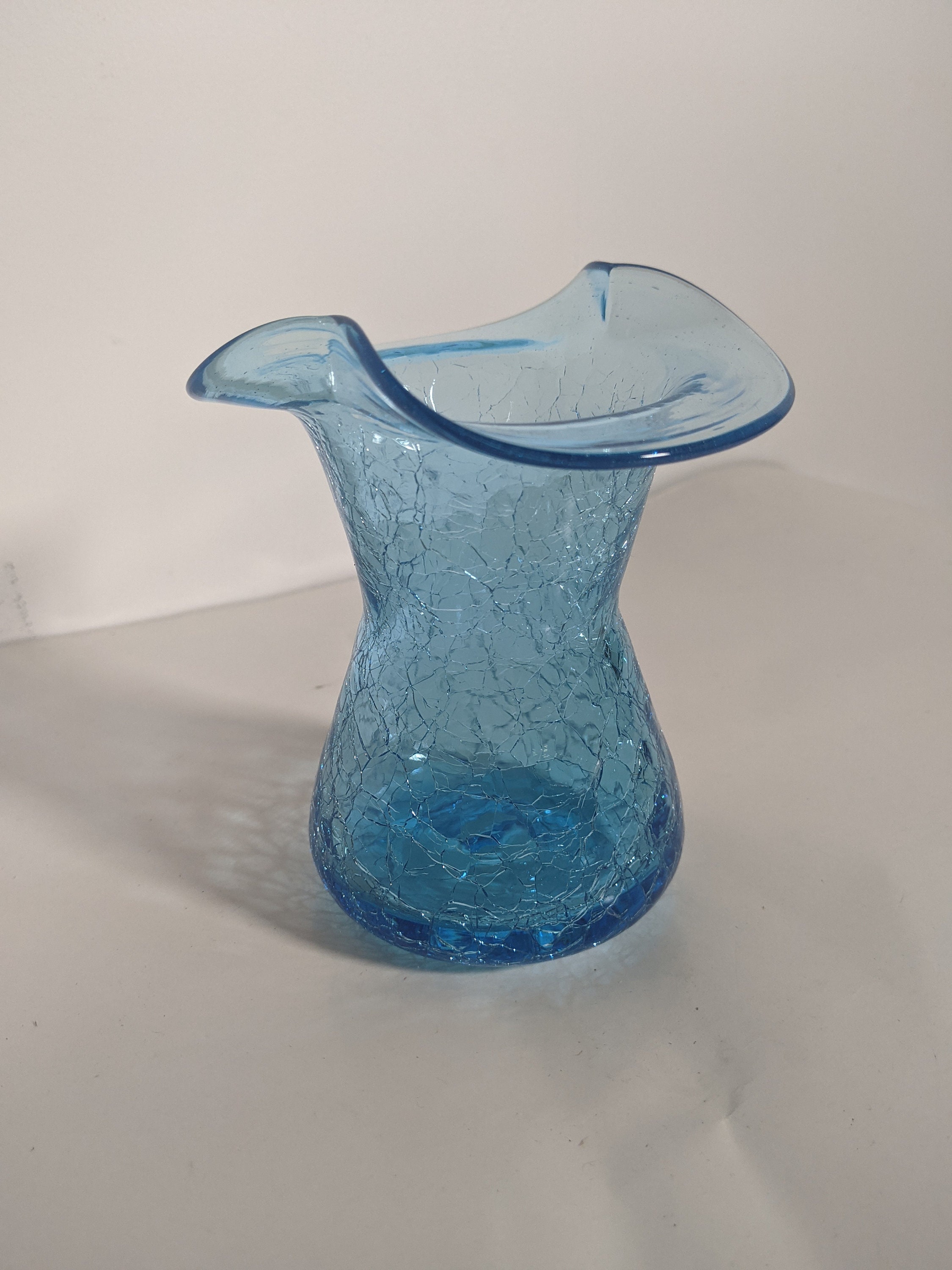 4" Clear Crackle Glass Flared Vase #79377 NIB 