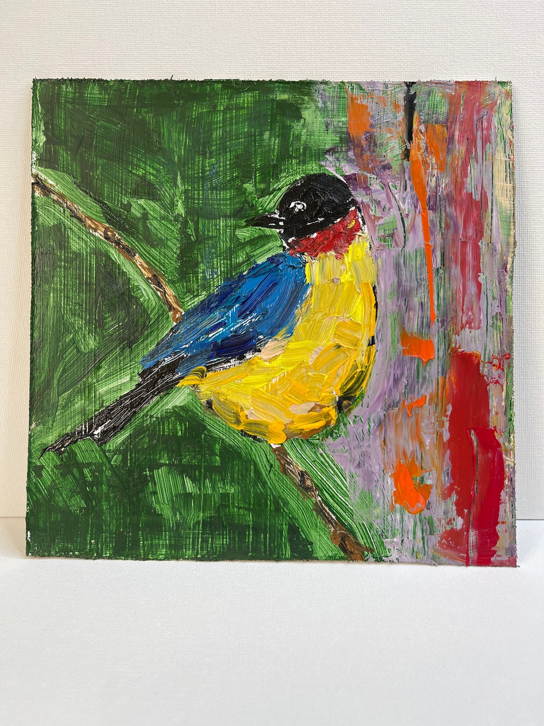 Bird Original Oil Painting Wall Art Paintings With Birds 8 by 8 - Etsy