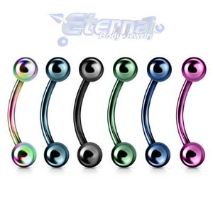 10-20pcs • 16g Eyebrow • Curved Barbell • 316L Surgical  Steel • Colored PVD Coated