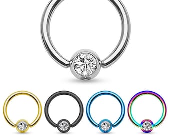10-20pcs • 16g 5/16” 8mm Captive Bead Ring • Press Fit CZ Gem Set Ball • 316L Surgical Steel