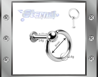 10-20pcs • 14g Labret • Slave Doorknocker Ring • Lip • 8mm - 5/16" • 316L Surgical Stainless Steel