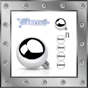 5-10-20pcs • Internally Threaded Steel Replacement Ball • 1.6mm Threading • 6mm • 8mm • 10mm • 12mm • Body Jewelry