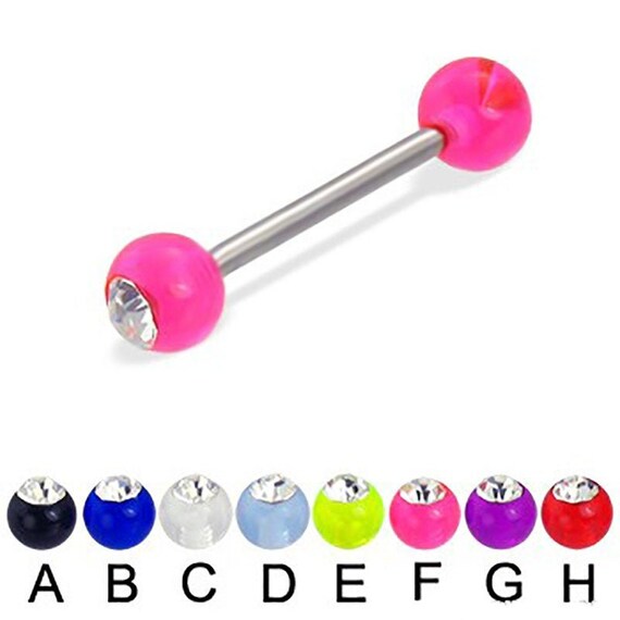 316L Surgical Steel Light Purple Gem Straight Barbell Tongue Ring 316L Surgical Steel Light Purple Gem Straight Barbell Tongue Ring